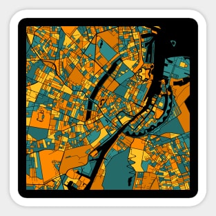 Copenhagen Map Pattern in Orange & Teal Sticker